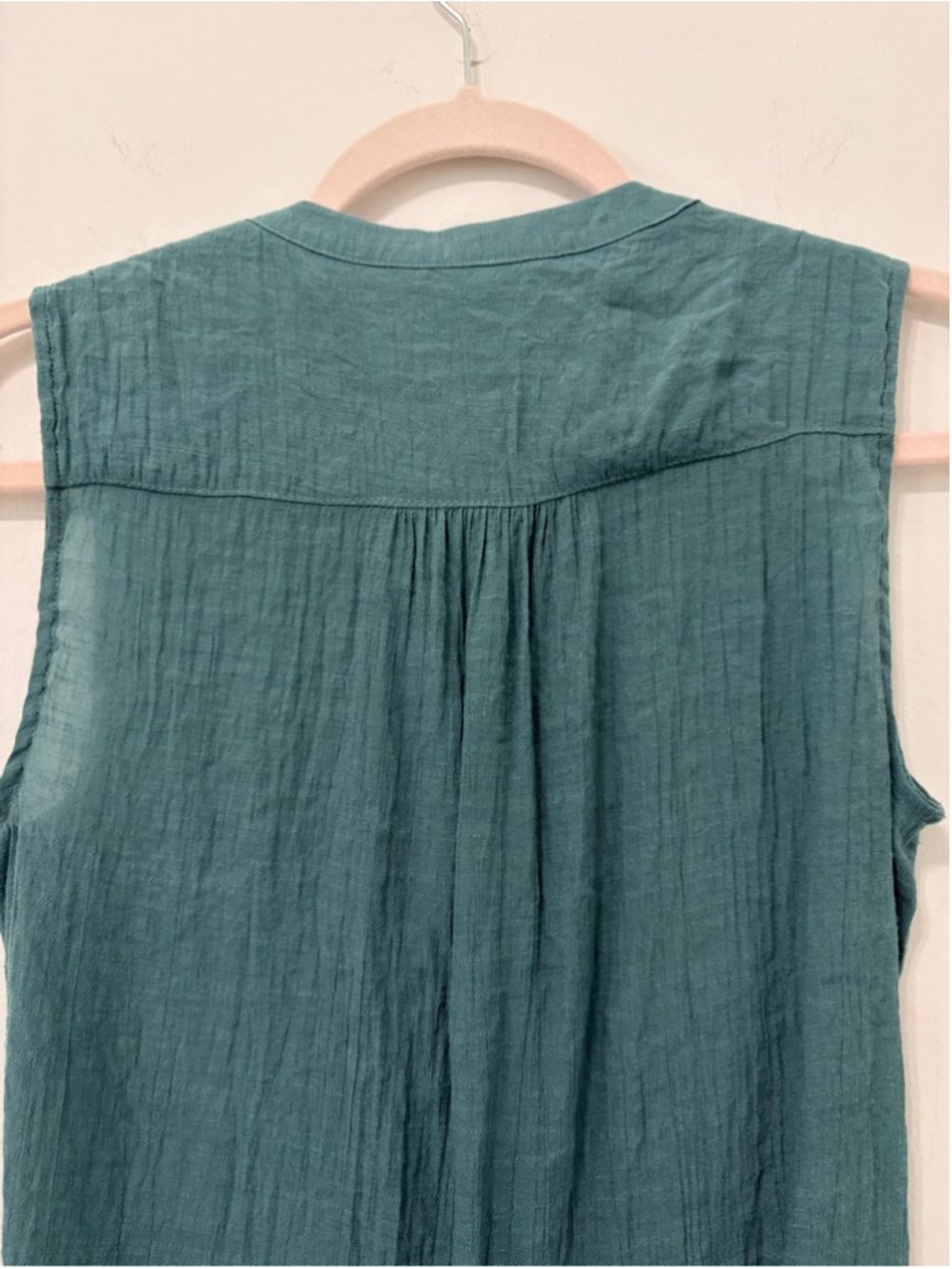 Zac & Rachel Tie Front Sleeveless Blouse Sz S Teal EUC - Picture 7 of 10